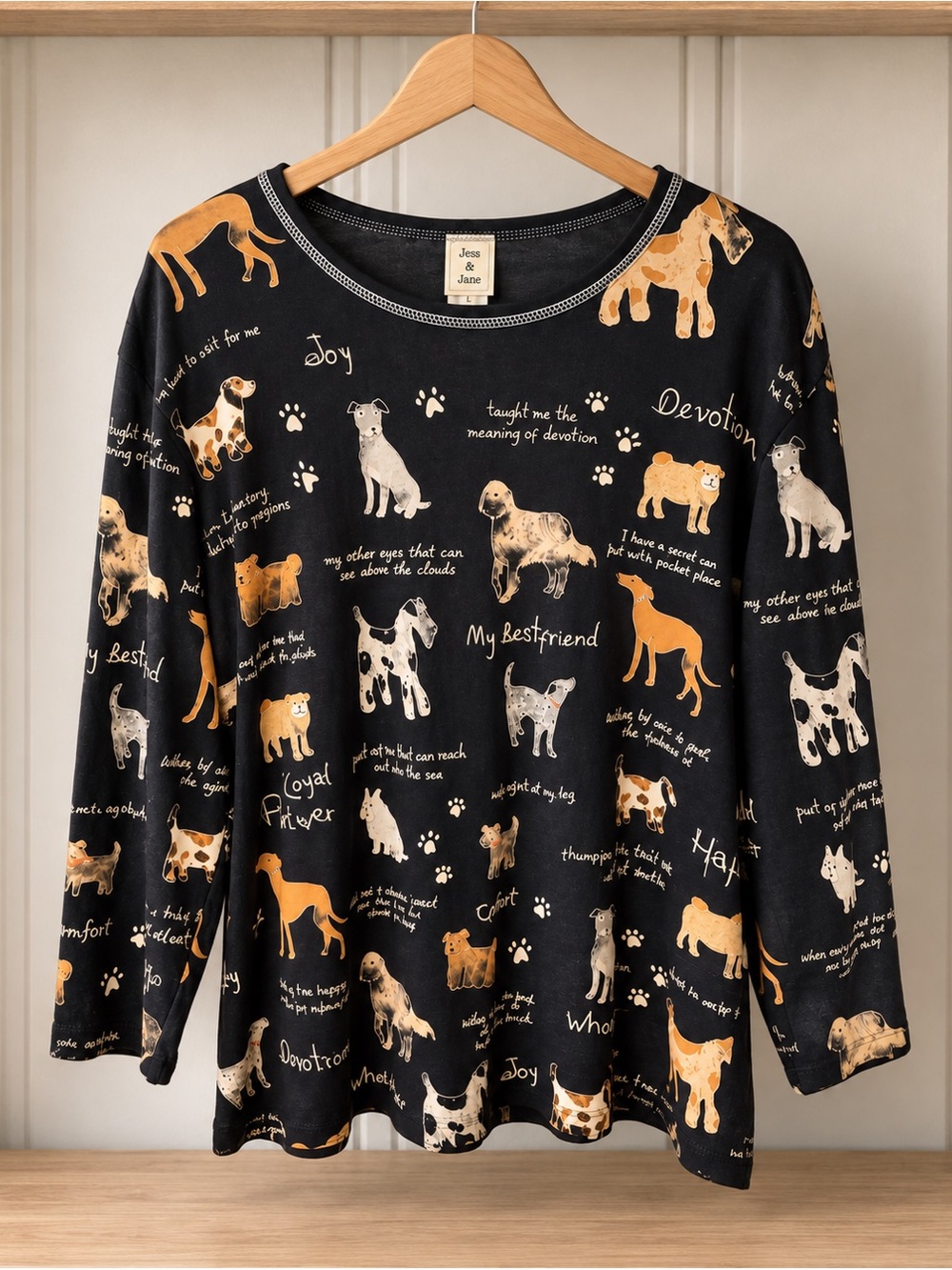 Jess & Jane 'My Best Friend' Dog Print Top, Size Large